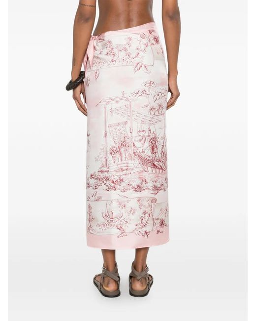 Ferragamo Pink Voyage-Print Silk Pareo