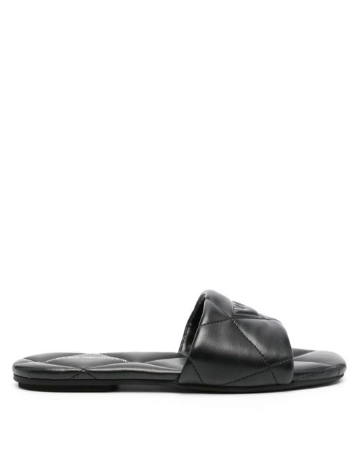 Emporio Armani Black Quilted Faux-leather Sandals