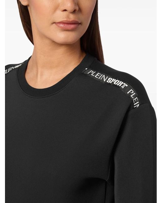 Philipp Plein Black Cropped Panelled Sweatshirt