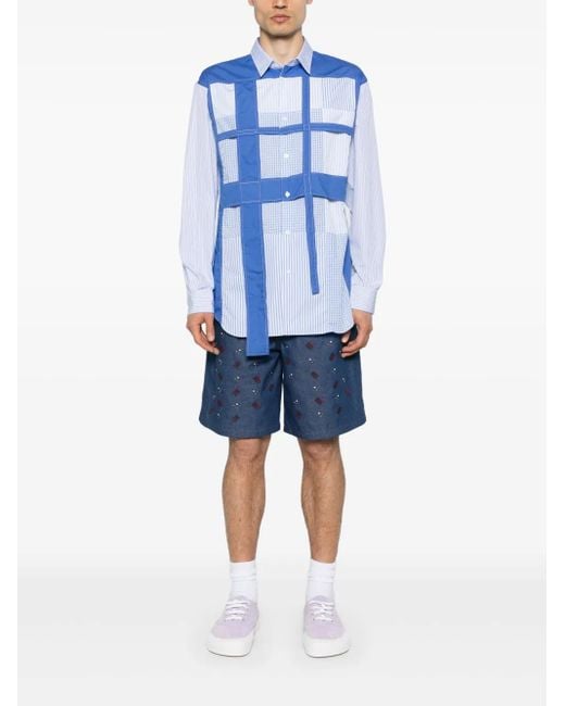 Comme des Garçons Blue Patchwork Striped Shirt for men