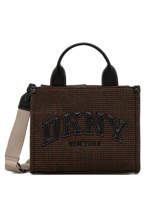DKNY Black Check-Appliqué Tote Bag