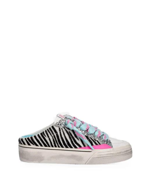 Crime London White Soho Zebra-Print Glitter Sneakers