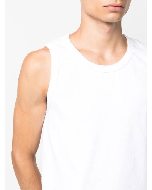 Won Hundred White Round-Neck Sleeveless Vest for men