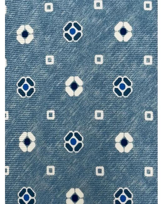 Kiton Blue Geometric-Pattern Tie for men