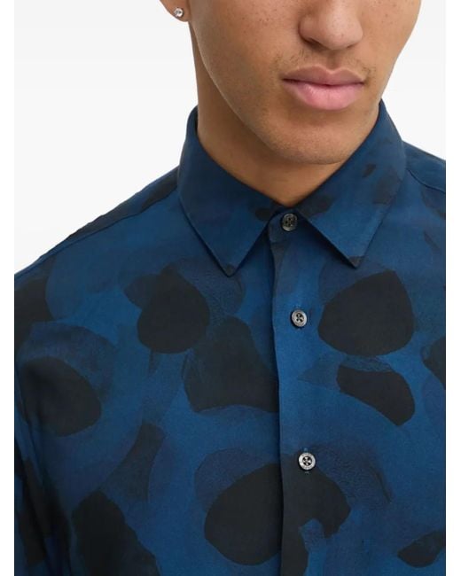 Camisa con estampado abstracto HUGO de hombre de color Blue