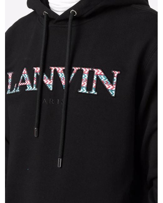 Lanvin Black Embroidered Hoodie for men