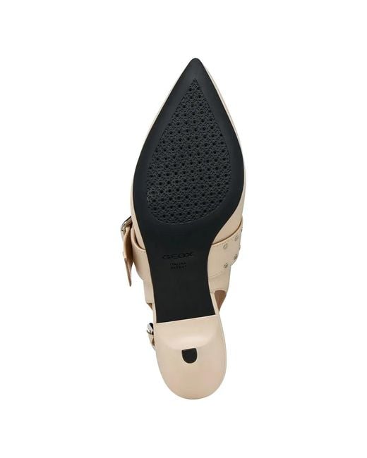 Geox White Kleopy Studded Buckle Strap Pumps