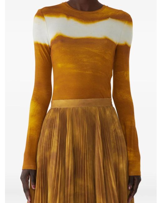 Jason Wu Brown Chemise Painted Stripe À Manches Longues