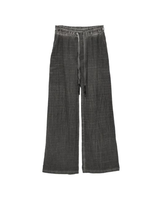 69 by Isaac Sellam Gray Cotton Textured Trousers for men
