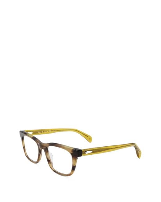 Rag & Bone Green Horn-Effect Rectangle-Frame Glasses for men