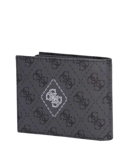 Guess Gray Milano 4G Logo Monogram Patterned Wallet for men