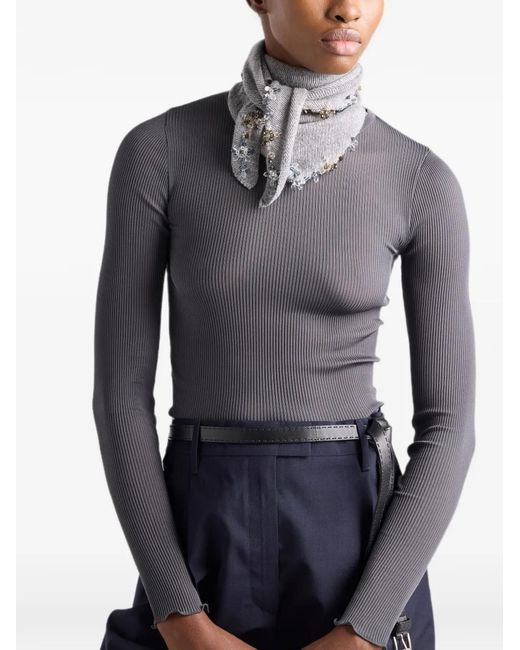 Prada Blue Ribbed Knit Top