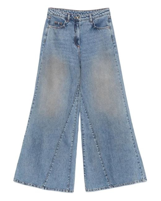 Patrizia Pepe Blue Low-waisted Wide-leg Jeans