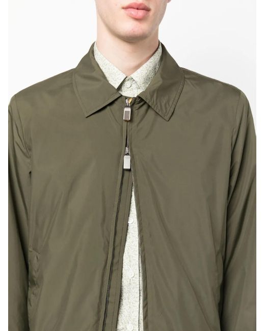 Canali Green Goatskin Zip-Up Shirt Jacket for men