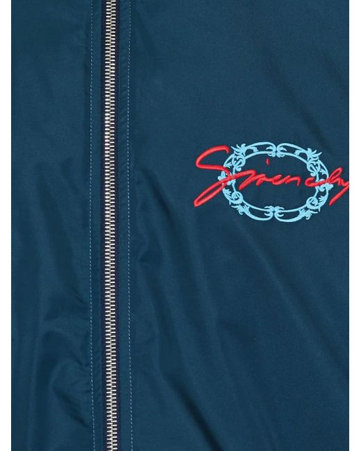 Givenchy Blue Embroidered-Logo Hooded Jacket for men