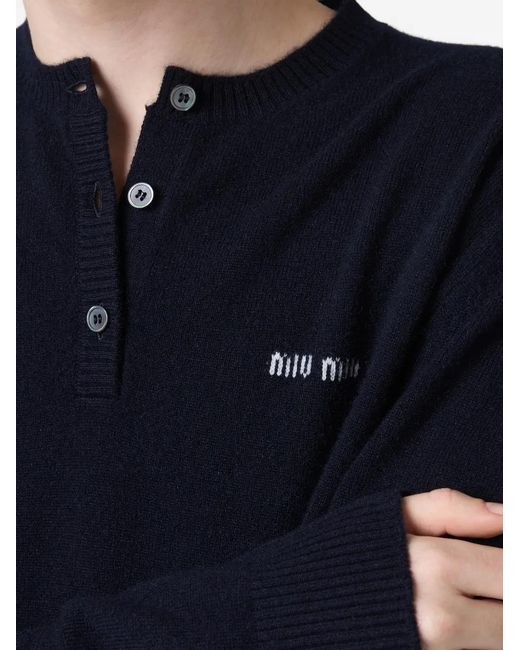 Miu Miu Blue Crew Neck Cashmere Sweater