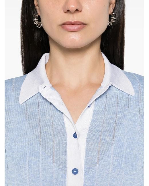Boss Blue Polo-Collar Fine-Knit Dress