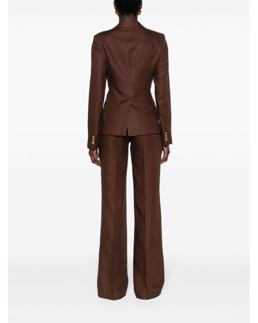 Tagliatore Brown Alicya Linen Trousers Suit