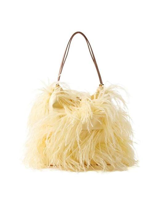 Fabiana Filippi Metallic Feather-Trim Tote Bag