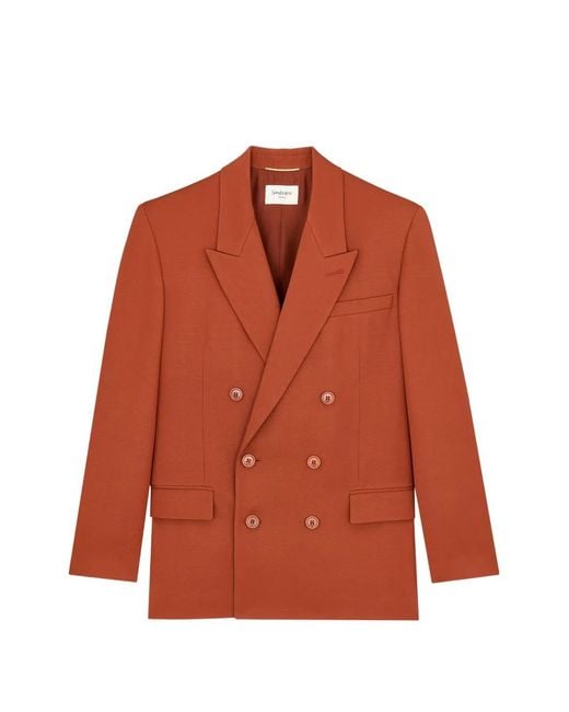 Saint Laurent Orange Double-Breasted Blazer