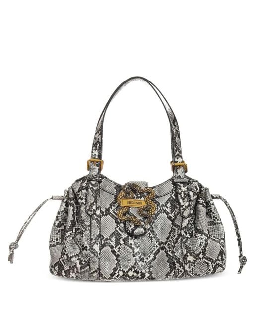 Just Cavalli White Snake-Print Shoulder Bag