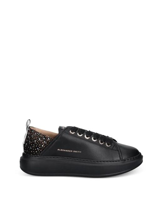 Alexander Smith Black Wembley Embellished Lace-Up Sneakers