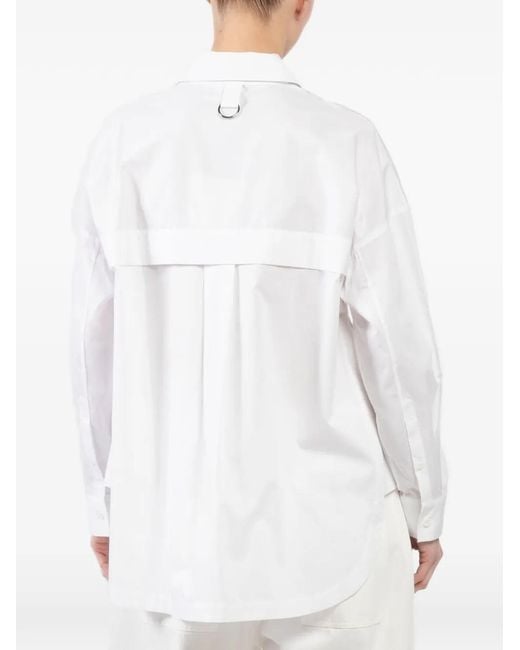 Tibi White Gabe Point-Collar Long-Sleeved Shirt