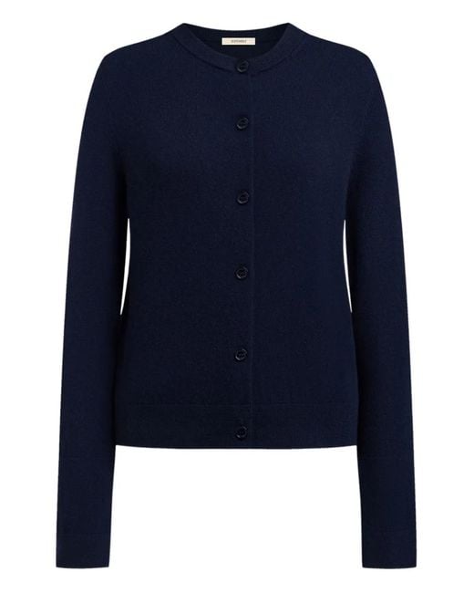 12 STOREEZ Blue Crew-Neck Cardigan