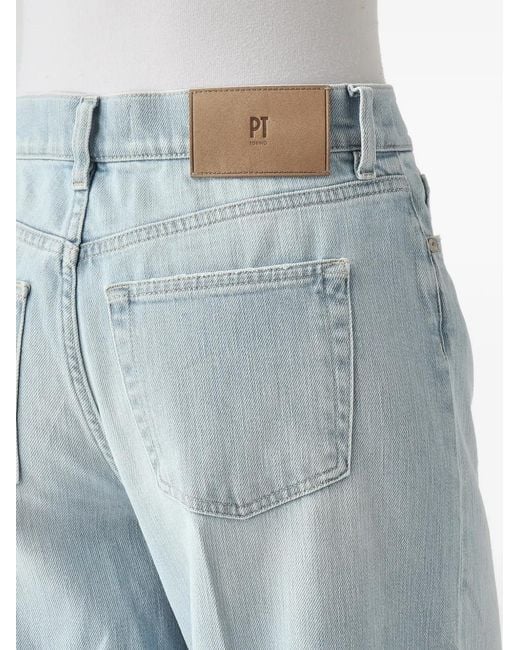 PT Torino Blue Pressed-Crease Wide-Leg Jeans