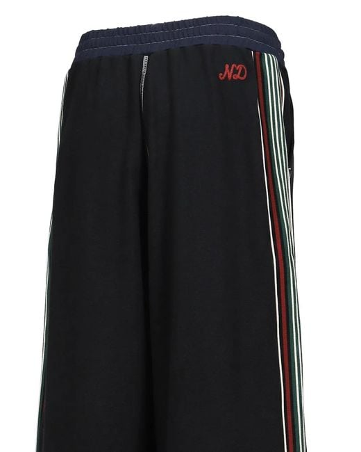 Nicholas Daley Black Side-Stripe Wide-Leg Track Pants for men