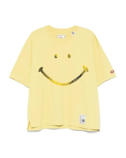 T-Shirt Con Stampa Smily Face di Maison Mihara Yasuhiro in Yellow da Uomo