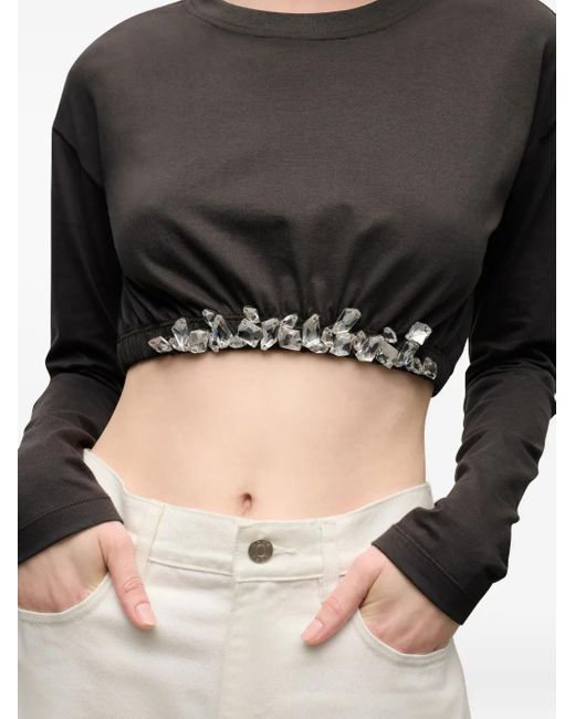 Area Black Crystal-Cluster Long-Sleeve T-Shirt