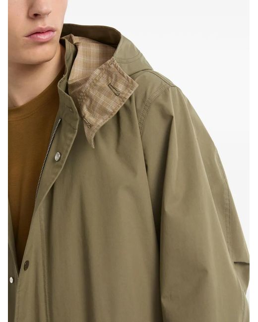 Yves Salomon Green Hooded Check Parka for men