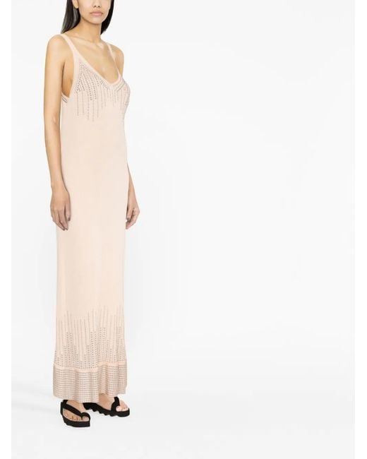 Rabanne White Studded Knitted Midi Dress
