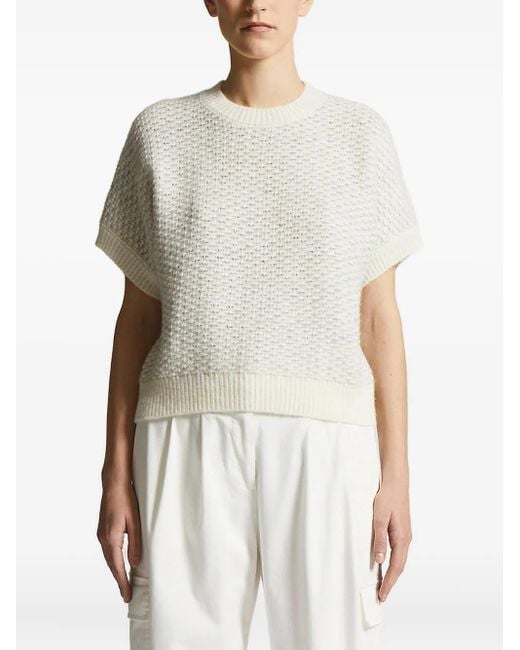 Peserico White Textured Short-Sleeve Knitted Top