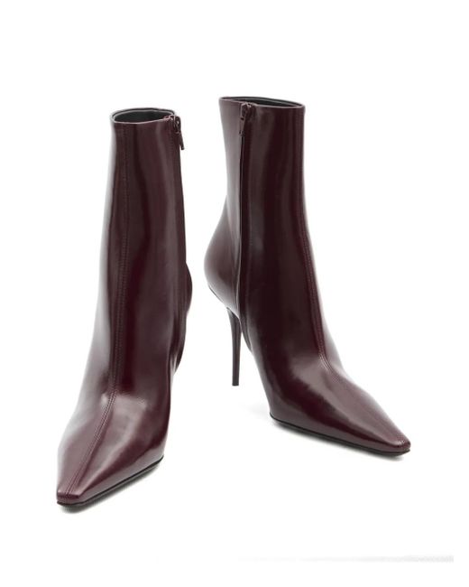 Saint Laurent Purple 90Mm Ashley Pointed-Toe Ankle Boots