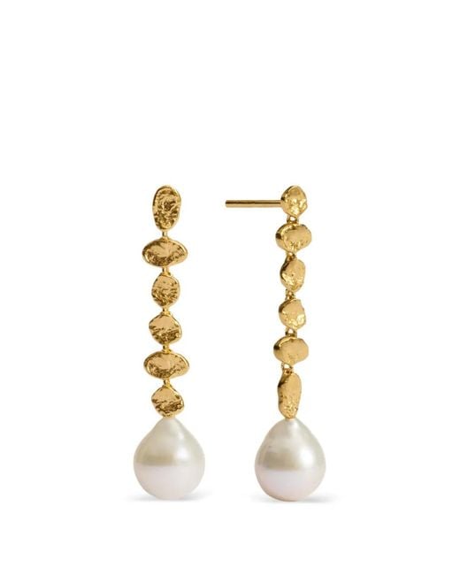 Monica Vinader Metallic Capri Baroque Pearl Drop Earrings