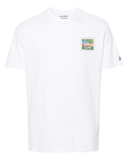 メンズ Mc2 Saint Barth Capri Postcard Tシャツ White