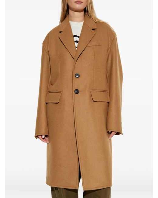 DSquared² Brown Button-Fastening Wool-Blend Coat