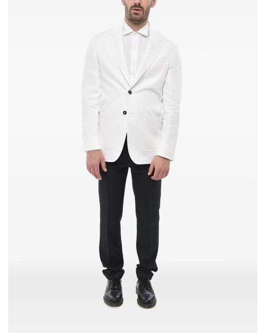 Corneliani White Circle Patch-Pocket Blazer for men