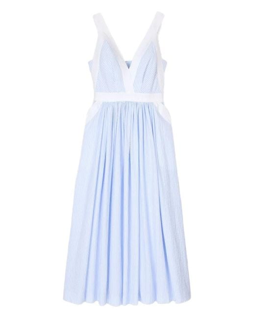 ＊人気＊ SANDRO  ストライプニットマキシドレス Striped knit maxi dress white / beige For Women | Sandro Paris