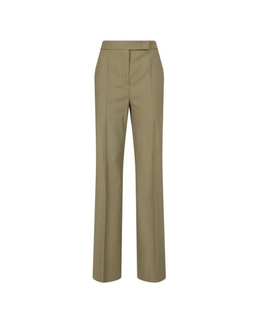 Max Mara Green Pressed-Crease Wide-Leg Trousers