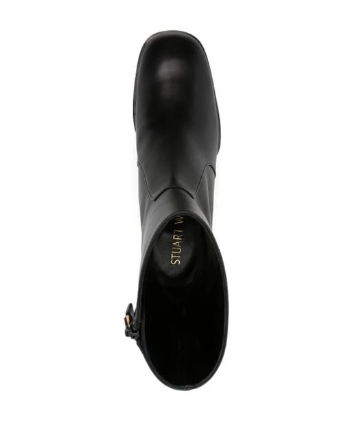 Stuart Weitzman Black Nola Leather Ankle Boots