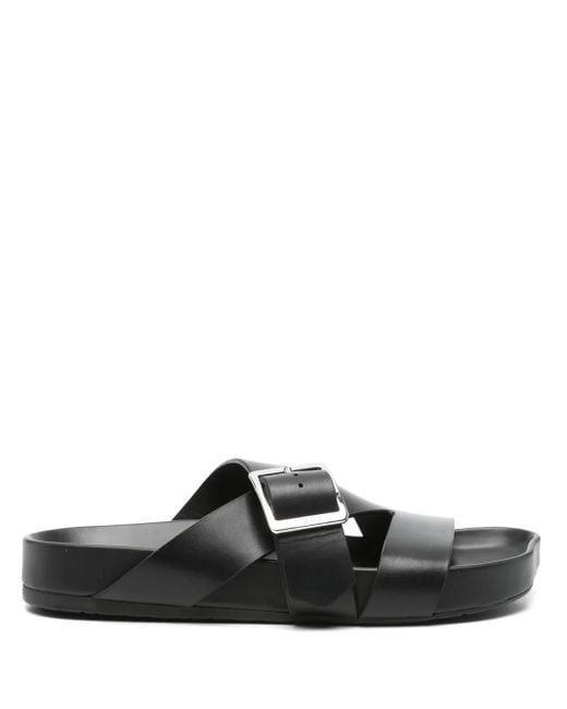 Loewe Black Ease Buckle Leather Sandals for men
