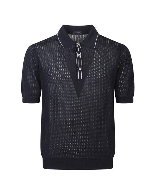 Tagliatore Blue Button-Up Polo Shirt for men