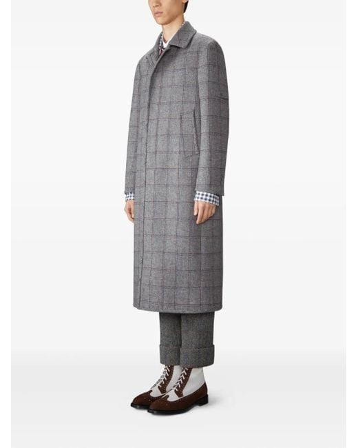 Thom Browne Gray Browne 65 Armband Check Coat for men