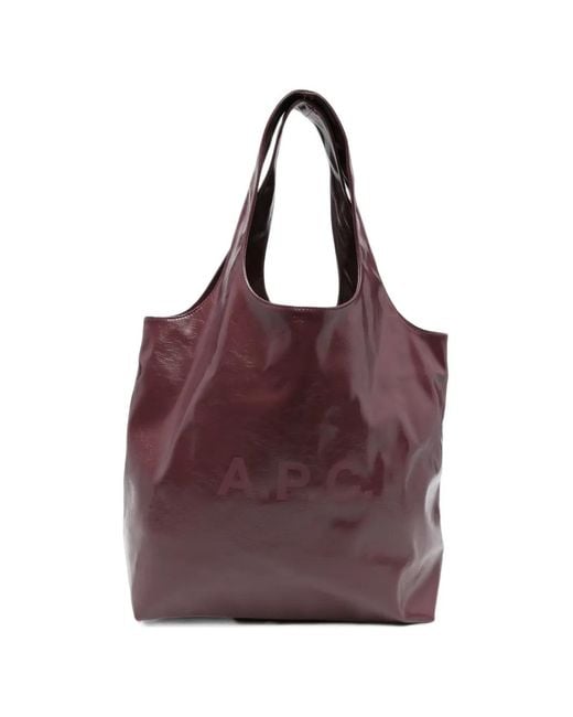A.P.C. Purple Logo-Print Tote Bag