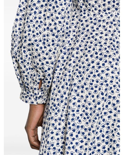 Polo Ralph Lauren Blue Floral-print Cotton Shirt Minidress