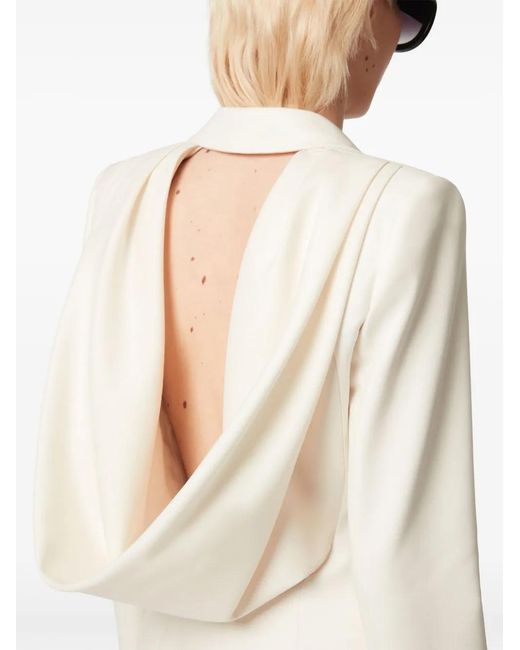 Nina Ricci White Open Draped Back Blazer