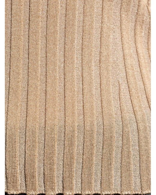 Versace Natural Ribbed Long-Sleeve Top